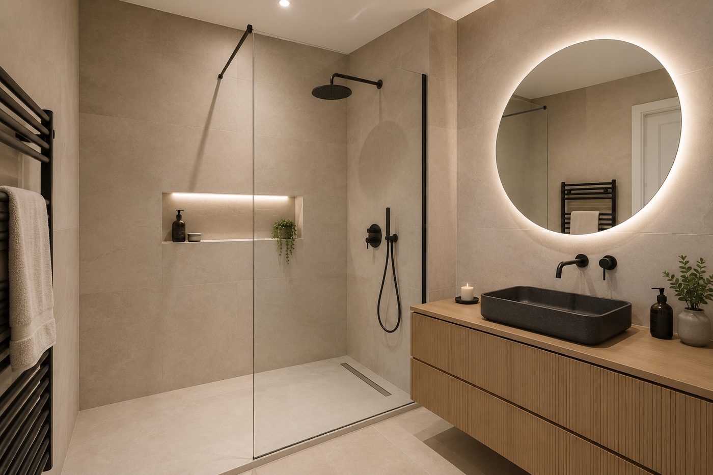 Douche carrelée rénovée à Paris 17e